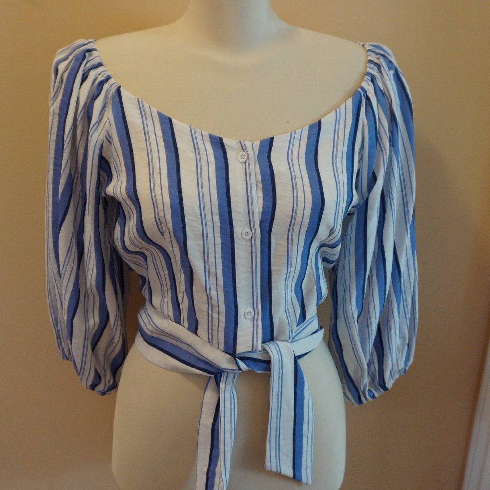 Blue/White Stripped Crop Top